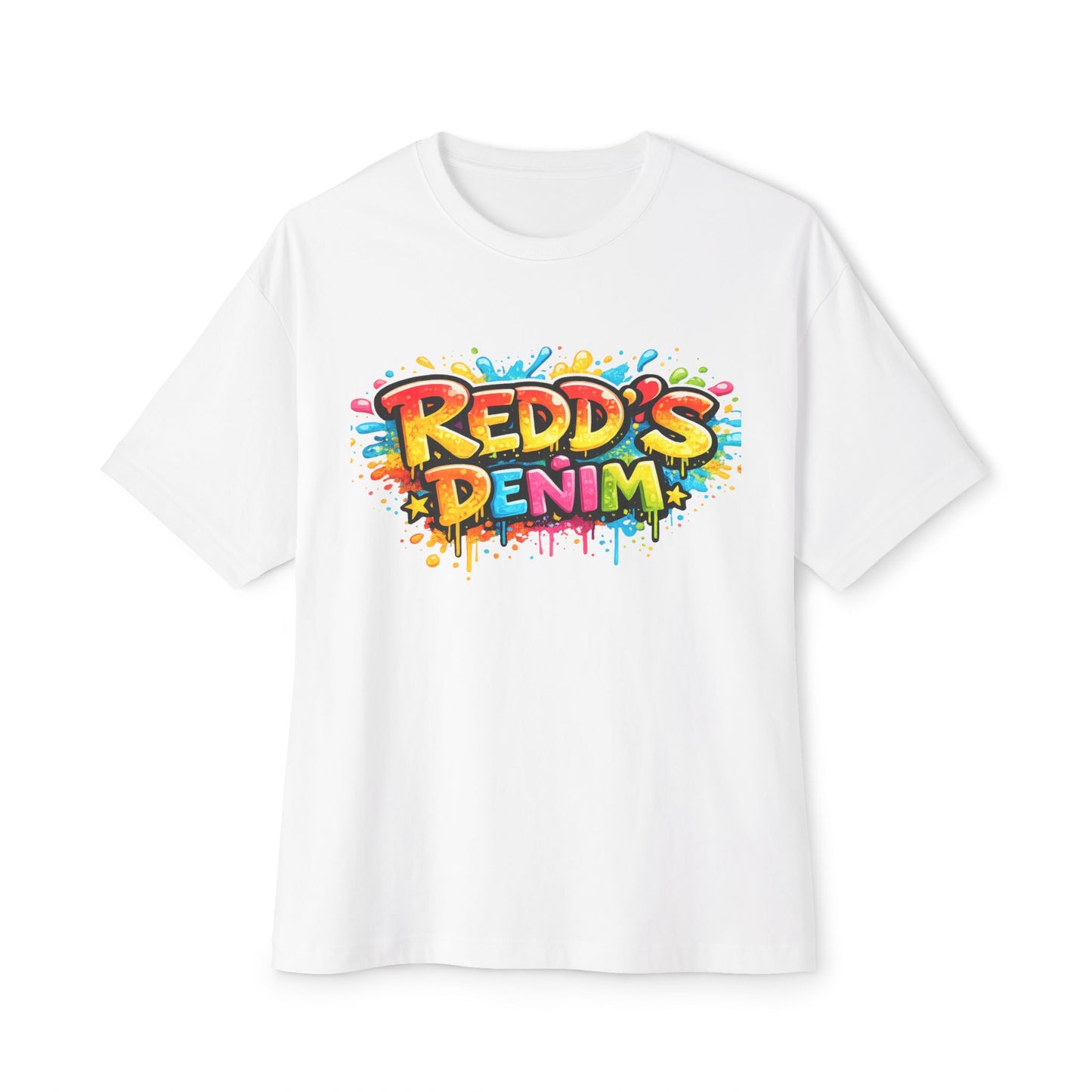 Redd's Denim Graffiti Tee — Oversized Boxy Streetwear T‑Shirt