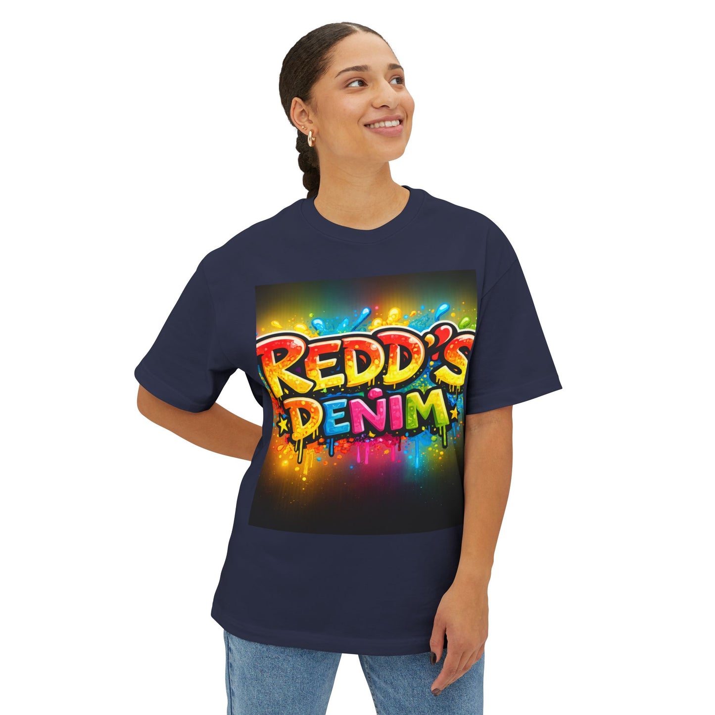 Graphic Tee — "Redd's Denim" Colorful Graffiti Logo