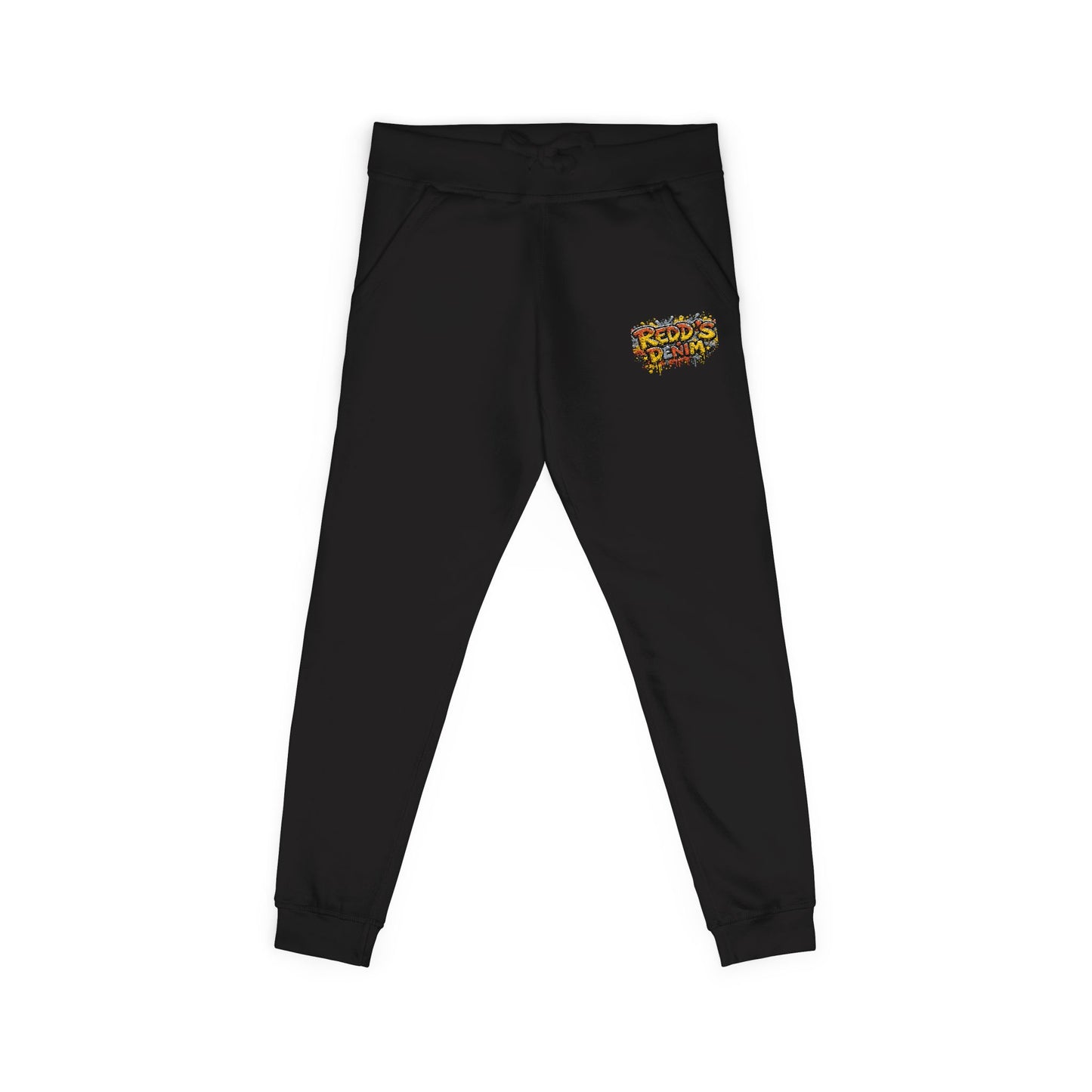 Embroidered Graffiti Flame Sweatpants — White Fleece Joggers
