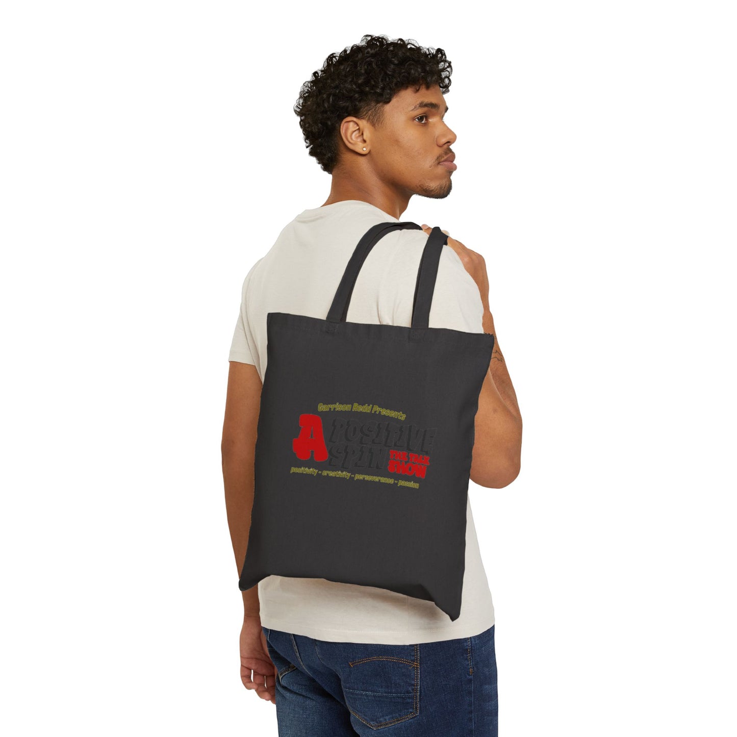 Positive Spin Cotton Canvas Tote Bag | Eco-Friendly Shopping Tote, Creative Gift, Reusable Grocery Bag, Fun & Functional